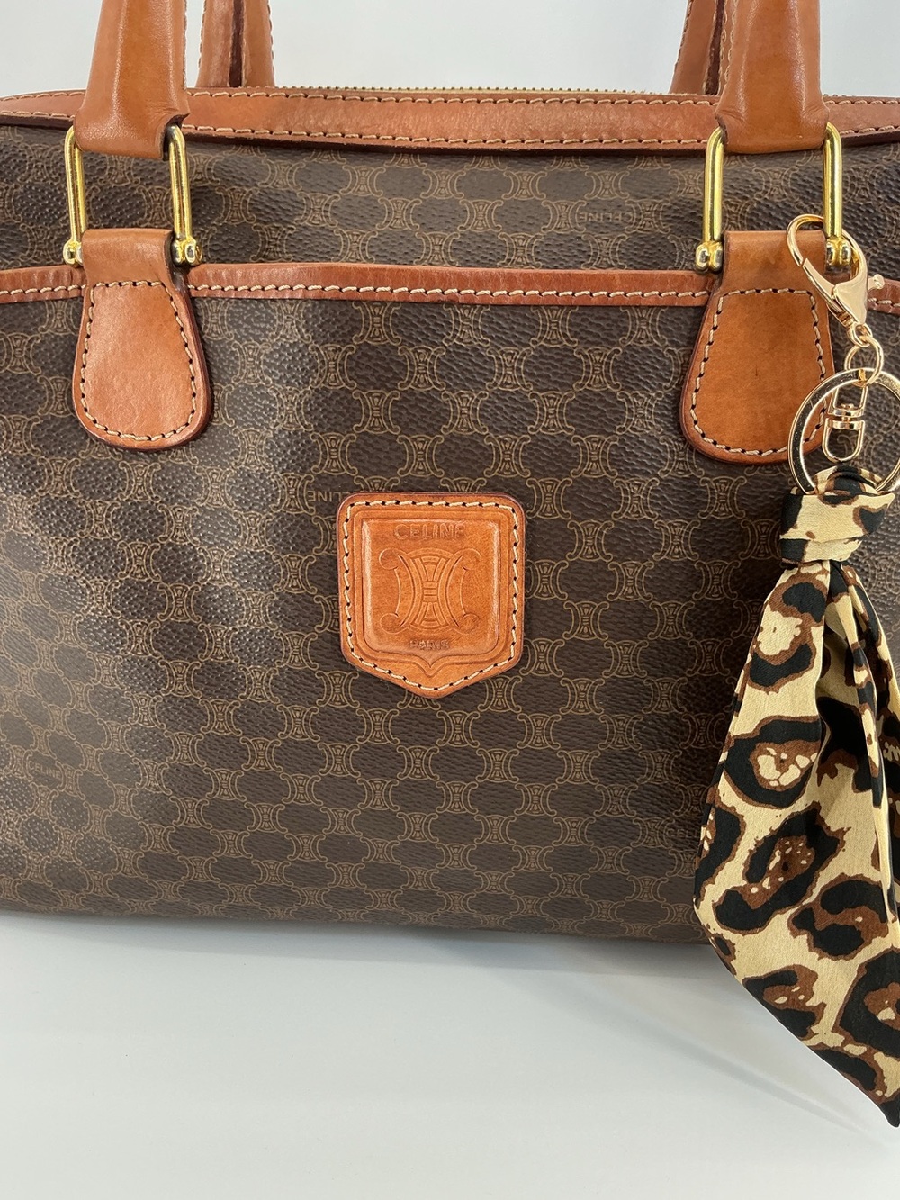Celine Vintage Macadam Boston 35 Brown Monogram Leather Handbag - Picture 12 of 15